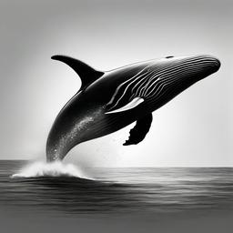 drawing of a whale breaching  minimal rough sketch scribbles,doodles,black and white