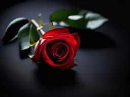 Red Rose On A Black Background-Classic black with a single red rose lying on it  background wallpaper