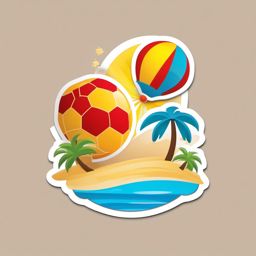Beach Ball and Sandcastle Emoji Sticker - Fun in the sun, , sticker vector art, minimalist design