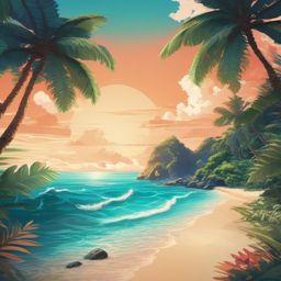 Tropical Beach Paradise in Anime Style Zoom Anime Background intricate details, patterns, wallpaper photo