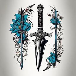 small sword tattoo  simple vector color tattoo