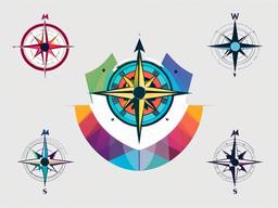 Colorful Compass Tattoos - Compass tattoos with a colorful palette.  simple vector tattoo,minimalist,white background