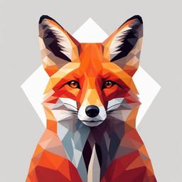 a portrait of a single red fox in the style of geometric shapes on a white background