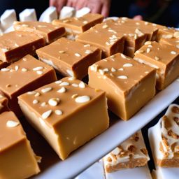 turron, spanish nougat confection, relished at a lively flamenco street performance in seville. 