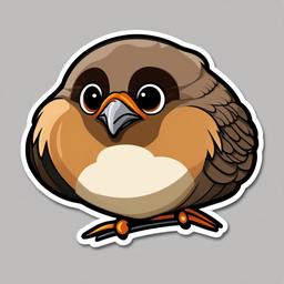 Quail cartoon - small, round bird  cartoon sticker style