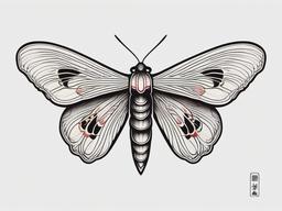 Japanese Moth Tattoo - Infuse Japanese aesthetics into your tattoo with a design featuring a moth inspired by traditional Japanese art.  simple vector color tattoo, minimal, white background