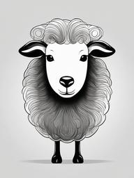 drawing of a sheep in a cartoon style  minimal rough sketch scribbles,doodles,black and white