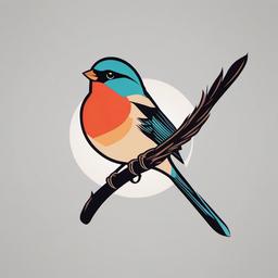 sparrow tattoo inc  minimalist color tattoo, vector