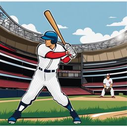 baseball clipart,swinging for the fences in a baseball stadium 