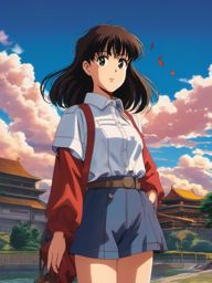A determined anime girl, inspired by her love for history, time-travels to witness pivotal moments and alter the course of events.  1990s anime style