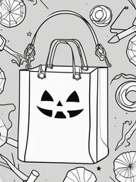 Trick-or-Treat Bag Coloring Pages - Halloween Candy Collecting Bag  minimal black outline printable sheet, coloring page