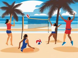 volleyball clip art,serving a winning shot on the beach 