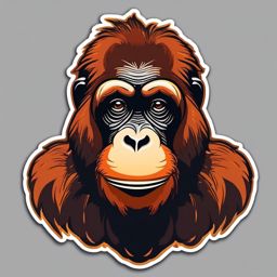 Orangutan Sticker - An expressive orangutan with thoughtful eyes. ,vector color sticker art,minimal