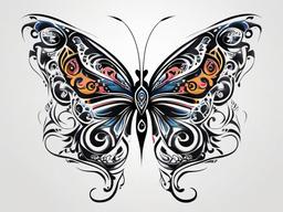 tribal butterfly designs  simple color tattoo, minimal, white background