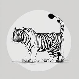 drawing of a Bengal tiger  minimal rough sketch scribbles,doodles,black and white