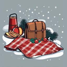 Winter Picnic Blanket clipart - Blanket spread for a winter picnic, ,vector color clipart,minimal