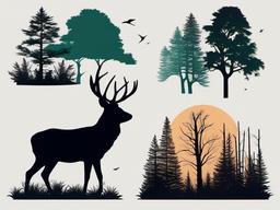 forest silhouette tattoo  simple vector color tattoo