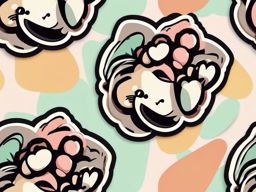 Happy Kitty Paw sticker- Playful Feline Cuteness, , color sticker vector art