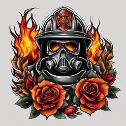 firefighter tribute tattoo  simple color tattoo,white background