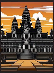 Angkor Thom sticker- Ancient city and temple complex in Cambodia, , sticker vector art, minimalist design