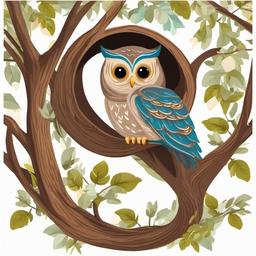 Owl clipart - owl in a cozy tree hollow  