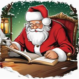 Santa clipart - Santa reading a list of names  