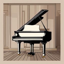 Piano Clipart - A grand piano in a dimly lit room, waiting for a pianist to strike its keys.  color clipart, minimalist, vector art, 