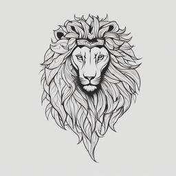 Hercules Tattoo with Lion - Symbolize Hercules' triumphs with a tattoo featuring the hero alongside the formidable Nemean lion.  simple color tattoo, minimal, white background