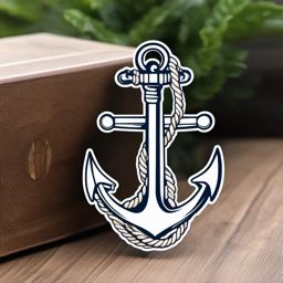 Anchor and Rope Knot Sticker - Nautical anchor with a intricately tied rope knot, ,vector color sticker art,minimal