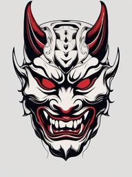 small hannya mask tattoo  simple color tattoo,white background,minimal