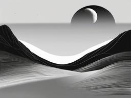 drawing of a moonrise  minimal rough sketch scribbles,doodles,black and white