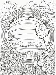 Earth Coloring Pages - Earth depicted in a whimsical, cartoon style  simple coloring pages