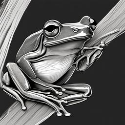 drawing of golden-laced tree frog  minimal rough sketch scribbles,doodles,black and white