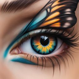 Butterfly eye tattoo, Unique tattoos featuring the eye of a butterfly.  viviid colors, white background, tattoo design