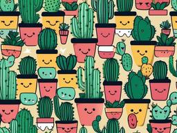 Cute Cactus Wallpaper - Adorable cactus with kawaii faces  ,desktop background wallpaper