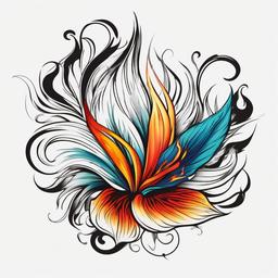 flaming flower tattoo  simple color tattoo,white background