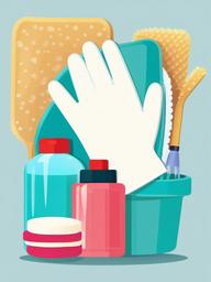 Cleaning gloves and a sponge clipart.  vector style illustration, white background