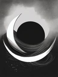 drawing of a lunar eclipse  minimal rough sketch scribbles,doodles,black and white