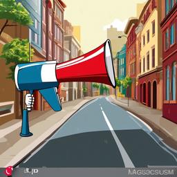 Megaphone clipart - megaphone on a street  vector clipart