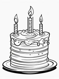 Birthday Candles Coloring Pages - Bright Candles on a Delicious Cake  minimal black outline printable sheet, coloring page