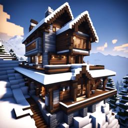 mountain retreat perched high on snowy peaks - minecraft house design ideas minecraft block style