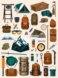 Mountain Adventure Supplies clipart - Essential adventure supplies, ,vector color clipart,minimal