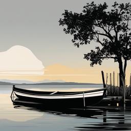 Boat clipart - rowboat anchored by a dock  