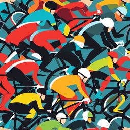 Bicycle Race Sprint Finish Clipart - Cyclists in a sprint finish at the race.  color vector clipart, minimal style