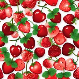Cherries and Strawberry Emoji Sticker - Fruity delight, , sticker vector art, minimalist design