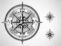 Compass and Rose Tattoo - Combination of a compass and rose.  simple vector tattoo,minimalist,white background