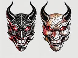 snake hannya mask tattoo  simple color tattoo,white background,minimal