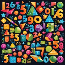 Math clipart - numbers and shapes in a colorful design  