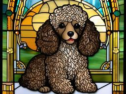 Stained Glass Poodle - Poodle with curly fur  