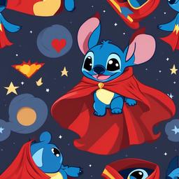 Stitch clipart - Stitch wearing a cape like a superhero  color,minimalist,vector clipart